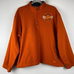 Vintage Bail Bonds by Edie Rust Orange Quarter Zip Fleece Pullover Sweater Large